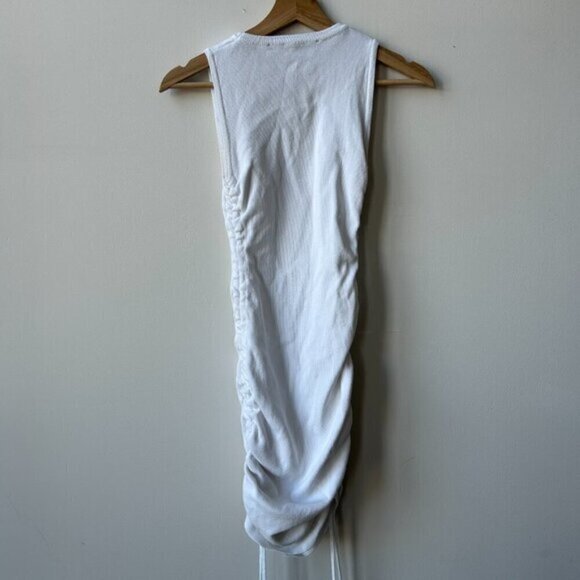 LIONESS Military Minds Mini White Ribbed Rushed Mini Dress Size XXS - Picture 8 of 8